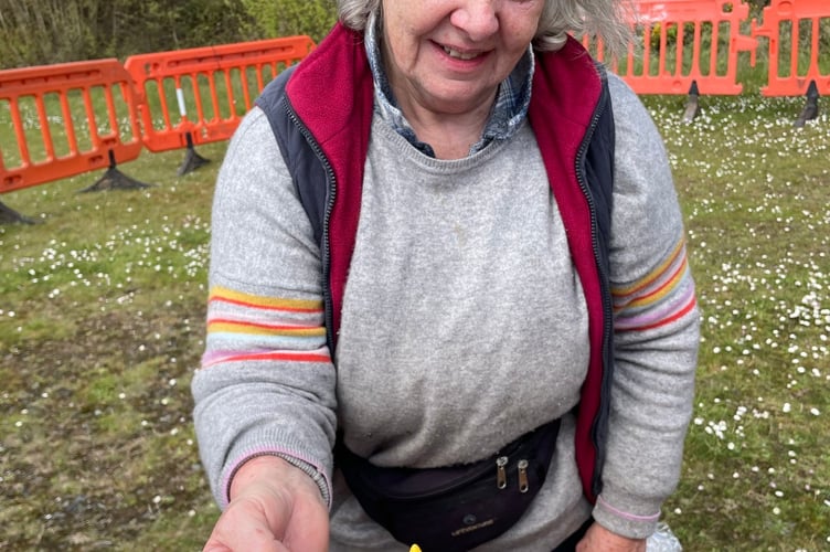 Ecologist Catriona Spalding at Dawlish Warren with endangered Petalwort