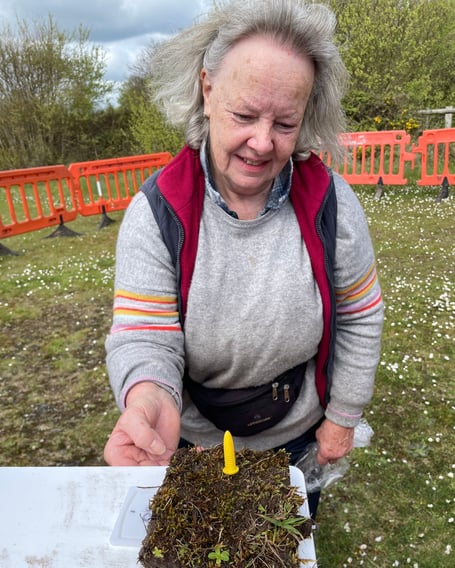 Ecologist Catriona Spalding at Dawlish Warren with endangered Petalwort