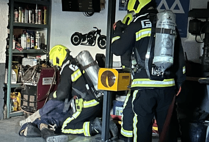 Dawlish Fire Station training at Marine garage 