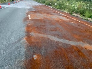 Eastbound A38 still closed after milk tanker fire