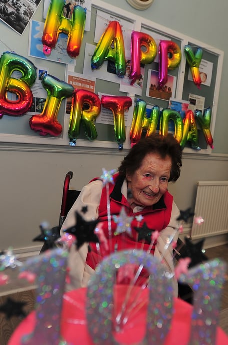 Kingsteignton resident Kathleen 'Ruth' Burton celebrating her 101st birthday.