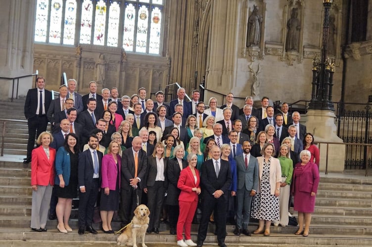 Newton Abbot MP Martin Wrigley with his fellow Lib Dem MPs as they take their seats in the new Parliament, Photo courtesy Adrian Sanders 