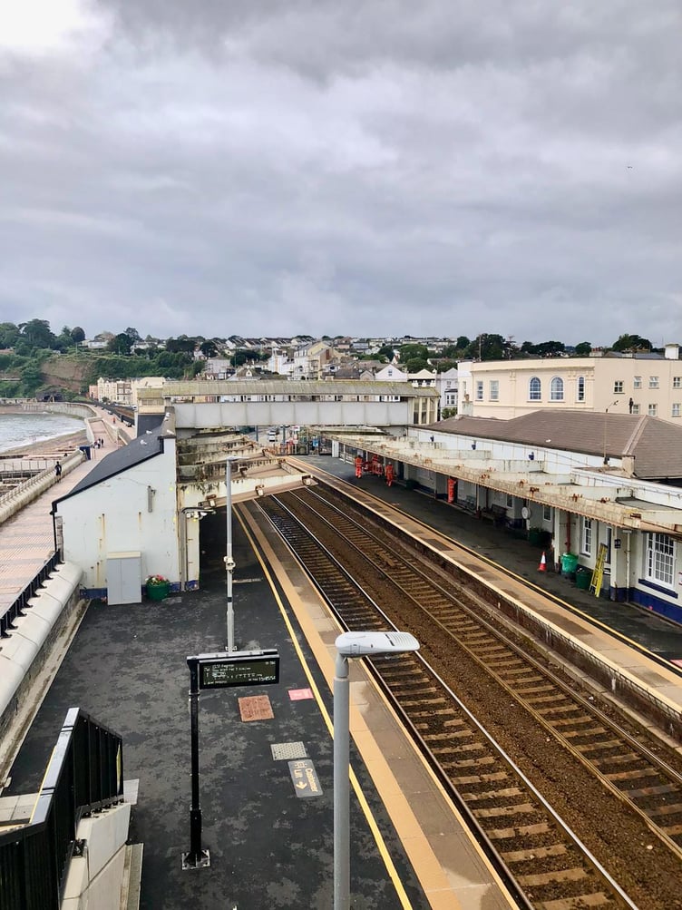 Dawlish railway station by the sea