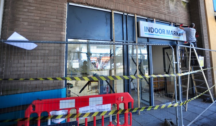 Taking shape - Newton Abbot's new temporary Indoor Market Hall