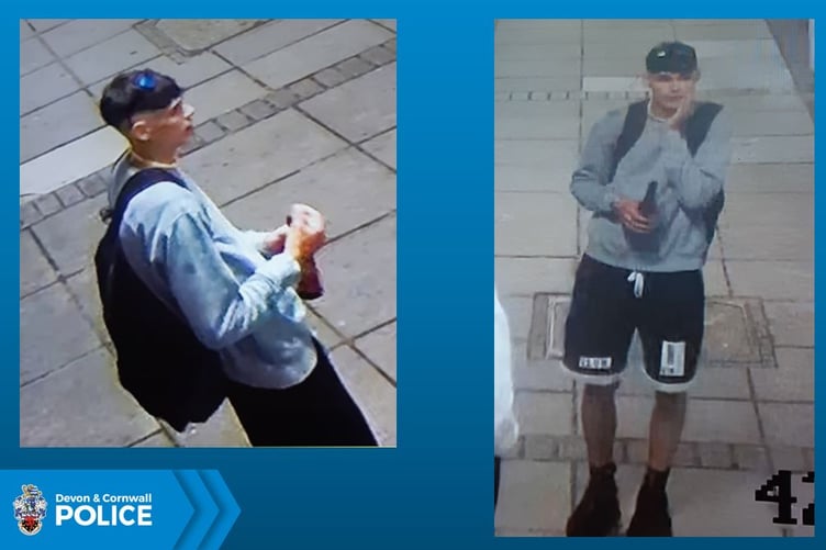CCTV image of man police would like to speak to. Photo Newton Abbot police