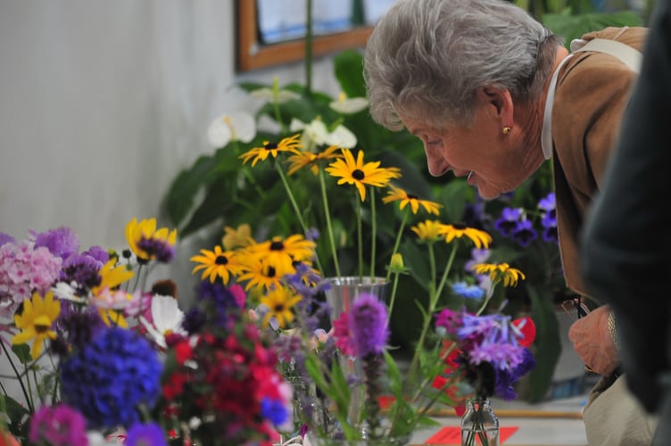  Bovey Tracey Garden Club summer show. Bloom inspection