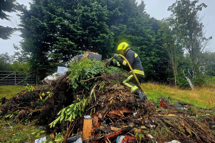 Fire crew tackles waste pile blaze near Bickington