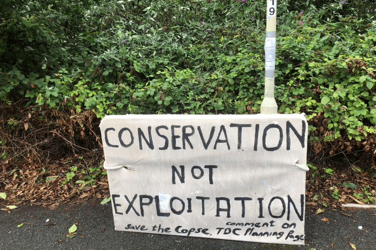 A handmade sign has appeared at the site