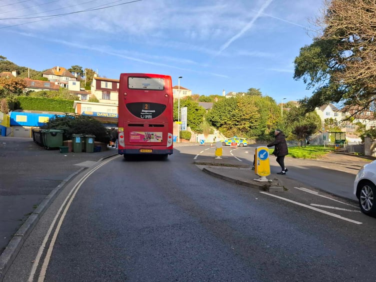 Exeter Road in Dawlish was closed yesterday following the accident. Photo Eyes of Dawlish