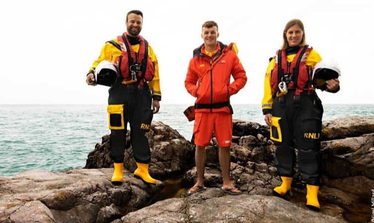 Andy Burry, Teignmouth RNLI with his family. 