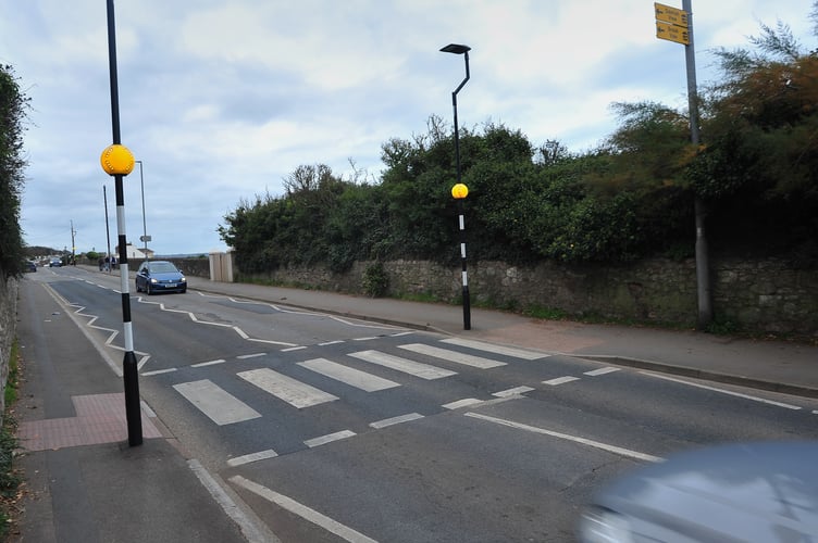 Scene of a road traffic collison between a mobility scooter and a car on the A379 Exeter Road in Dawlish