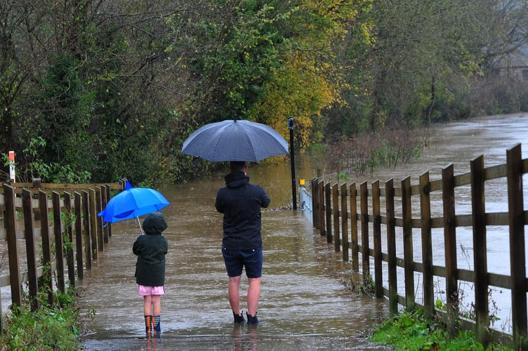 Storm Bert. Flooding between Teigngrace and Kingsteignton afer the River Teign burst its banks