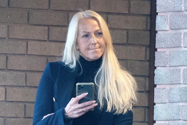 Christina Schmid waiting outside of Newton Abbot Magistrates Court. November 26th 2024. The Afghanistan war widow whose husband died defusing a Taliban bomb is set to appeared in court on a charge of assaulting her second husband. Schmid previously pleaded not guilty to two counts of assault by beating Adam Plumb, 41, and a female who canât be named for legal reasons.