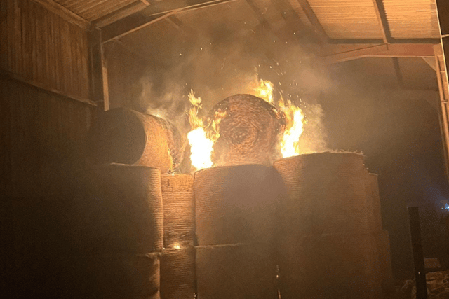 Hay bale fire caused 'minimal' damage to barn 