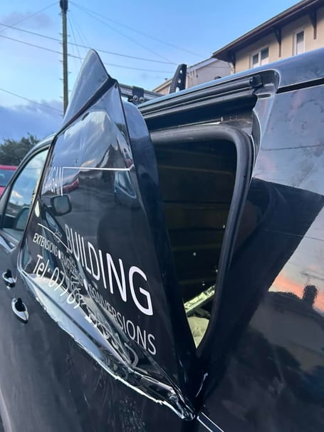 One of the vans broken into in Dawlish. 