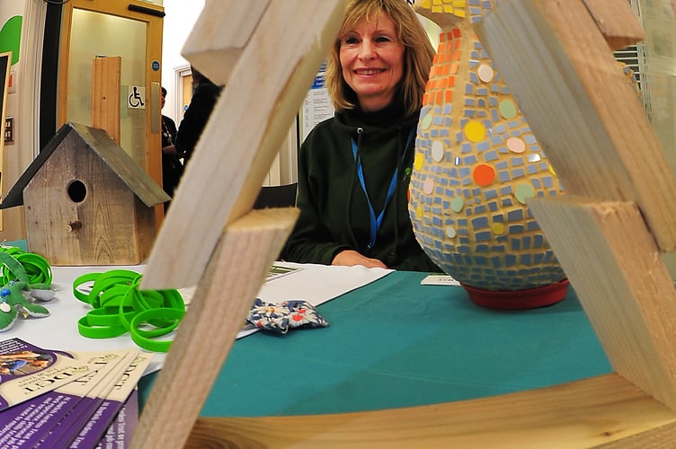 Health and Wellbeing Fair held at Newton Abbot Library. Chris Rathbone from Dawlish Gardens Trust, a charity that provides vocational training for people with additional needs, sensory and hidden impairments