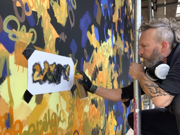 Mural in Golden Lion Square, Newton Abbot. Photo supplied Coombeshead College