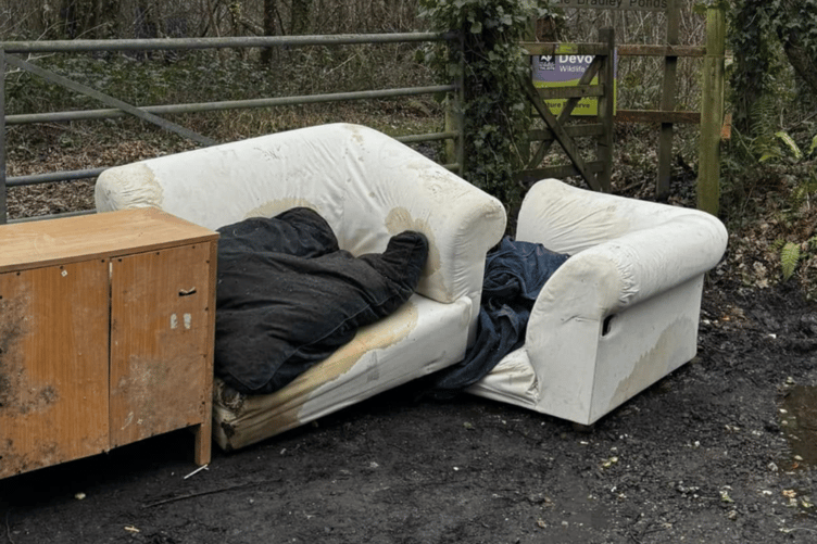 Sofa dumped near Bradley Ponds nature reserve
