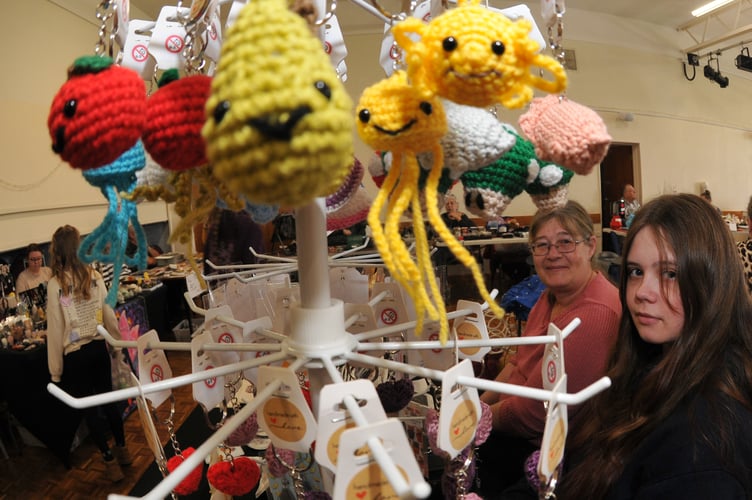 Newton Abbot Youth Council Art and Craft Fayre at the Courtenay Centre. Tracey and Amelia Gallagher from Totnes