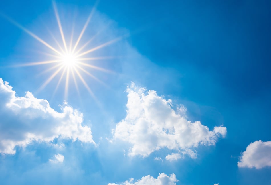 Sunny skies with light winds and patchy rain possible