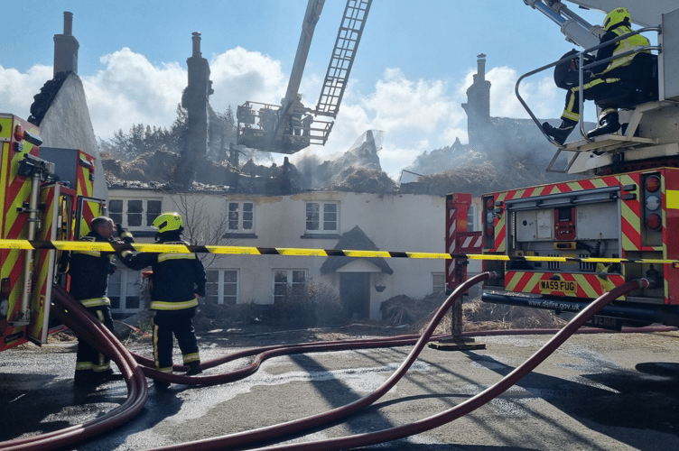 Drewsteignton thatched roof fire