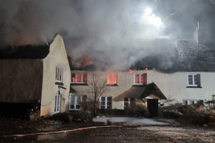 The thatched roof fire occurred in Drewsteignton