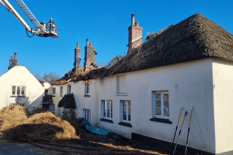 Drewsteignton thatched roof fire