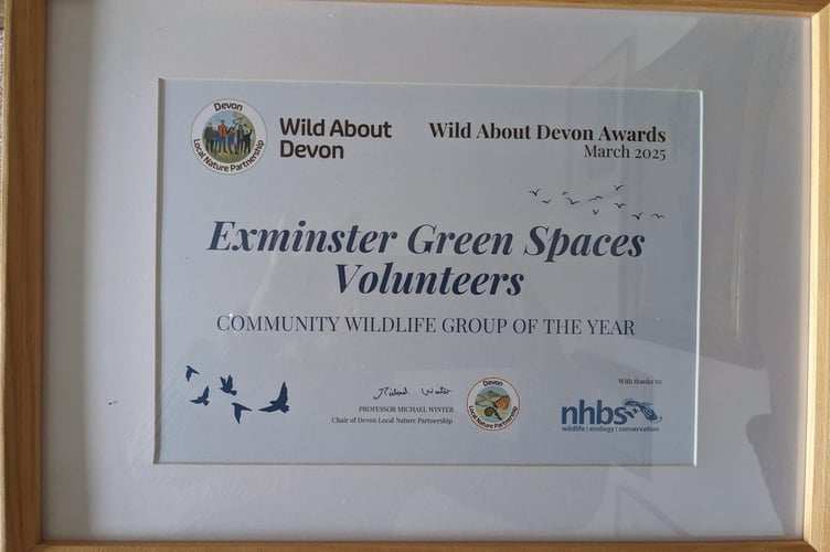 Exminster Green Spaces wins community wildlife group award. 