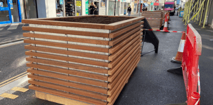 Planters in place ahead of trees