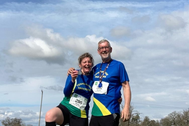 Nicky Swann and Kevin Tozer took part in Sportiva’s Escot Park 10K Trail Race. Picture: Teignbridge Trotters
