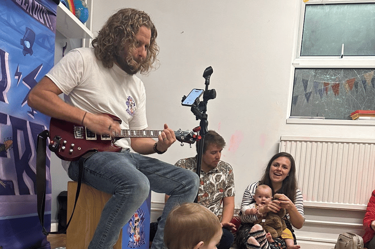 Baby Rockers' Rhys Davies in action, sharing the gift of rock and roll to the next generation
