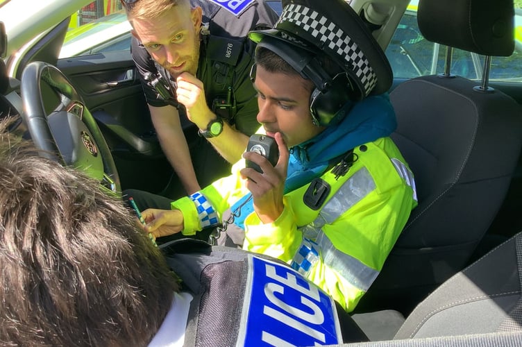Students visit police in Teignmouth. Photo Orchard Manor School 