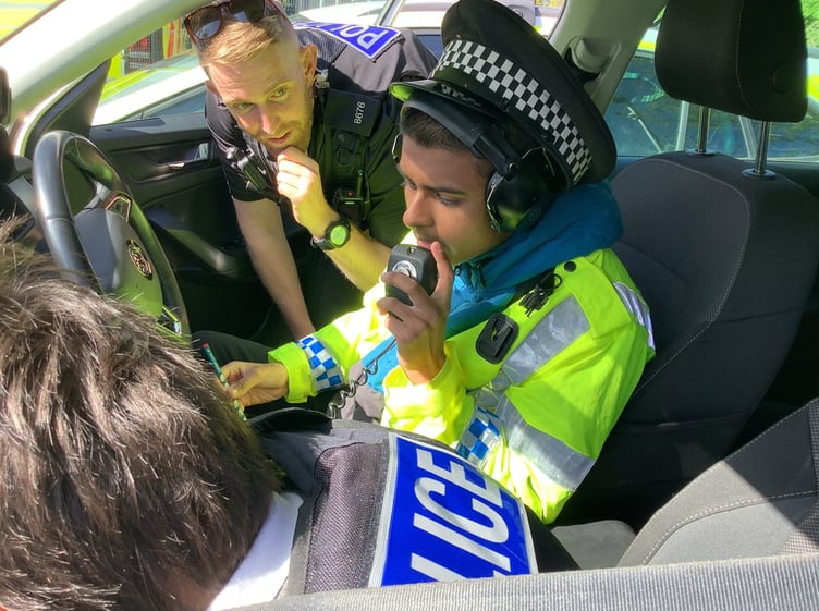 Students visit police in Teignmouth. Photo Orchard Manor School