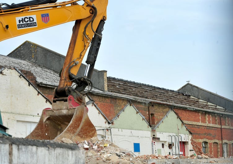 Overview of Bradley Lane Industrial Estate in Newton Abbot as the demolition work comes to a close