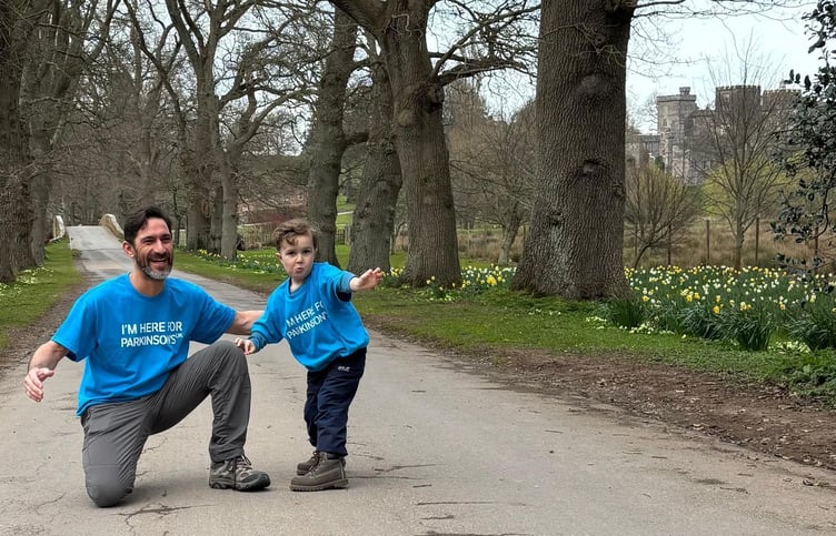 Fun run supporter Mike Taylor, of Kenton-based Taylor Consruction, with his son Hugo preparing for the event.