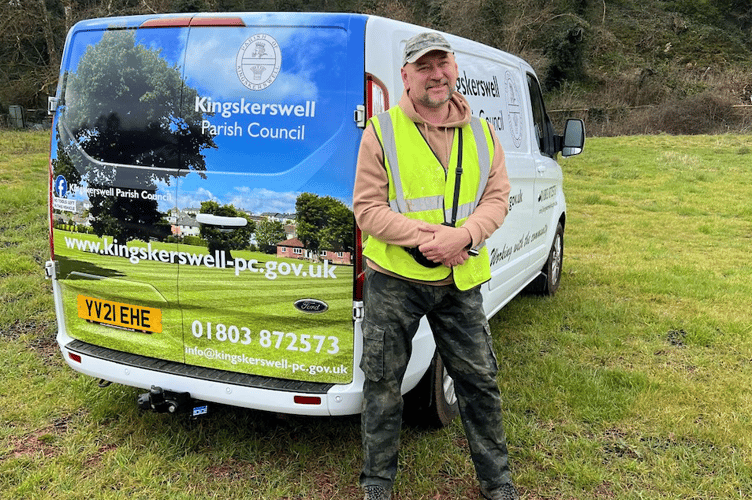 The parish council's maintenance man, Oleksandr Kazakov, known as Alex, with the new van 