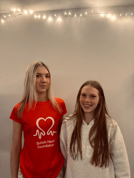 Megan Preece-Bishop, 19, from Teignmouth, running the London Marathon, with her younger sister Ella
