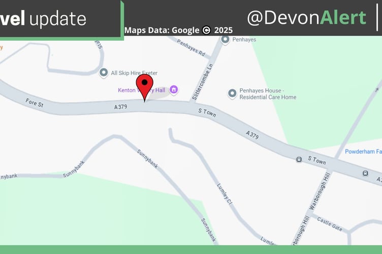 Location of Kenton landslip. Photo Devon Alert/Google 