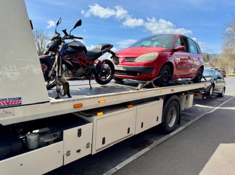 One of the several vehicles seized by police during the operation 