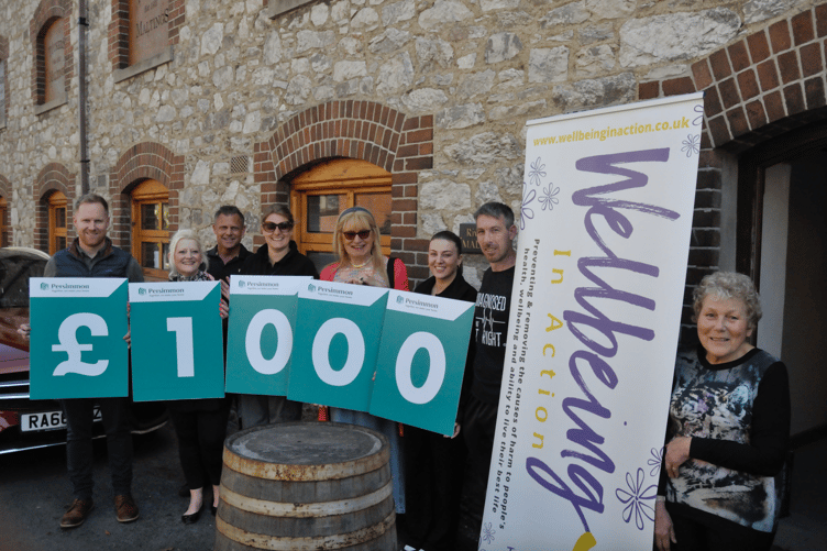 The £1,000 donation was gratefully received by Wellbeing in Action