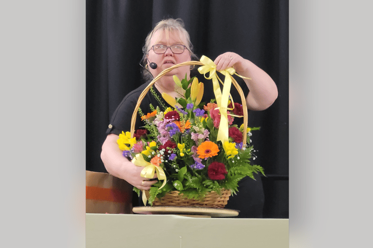 Newton Abbot Flower Club said it was ‘delighted’ at having Debbie Langdon attend it's April meeting.