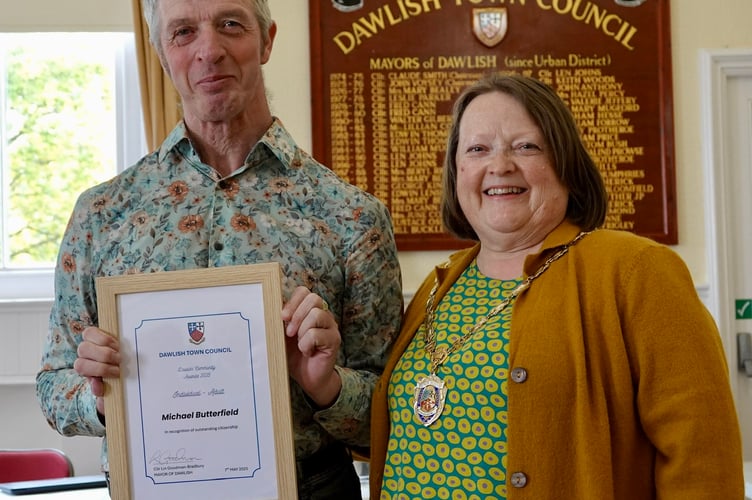 Michael Butterfield with Cllr Lin Goodman-Bradbury. photo BOB SIMPSON 