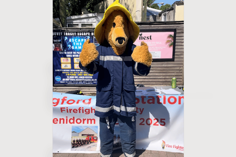 Blaze Bear was on hand to boost moral throughout Saturday's static bike challenge at Trago Mills 