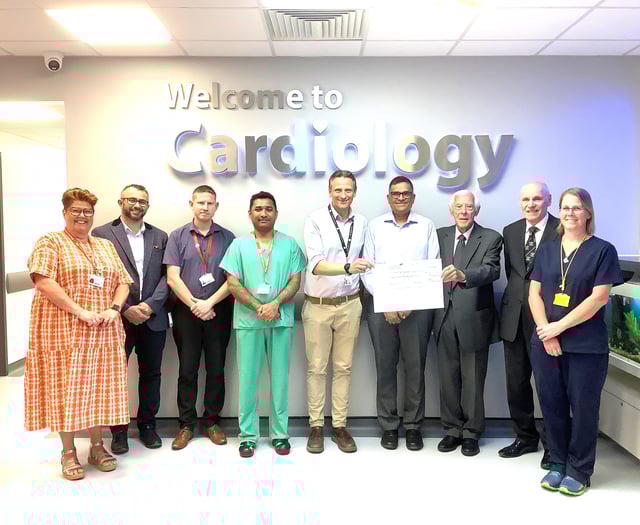 Freemasons' £1,000 donation to cardiology department 