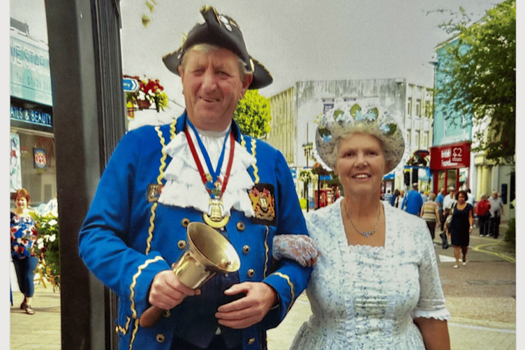 Former Town Crier of Newton Abbot Ken Purchase with wife Dulcie