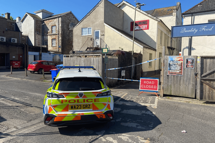 The alleyway off Bank Street has been cordoned off