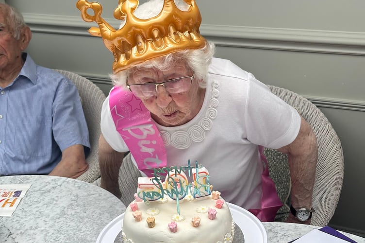 Irene Sadler enjoying her 105th birthday. photo submitted 