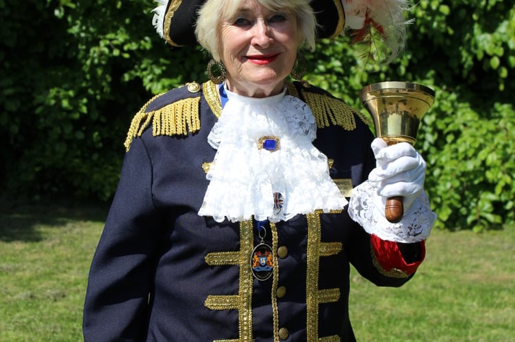 Kingsteignton Town Crier Jackie Edwards, Photo Kingsteignton Town Council. 