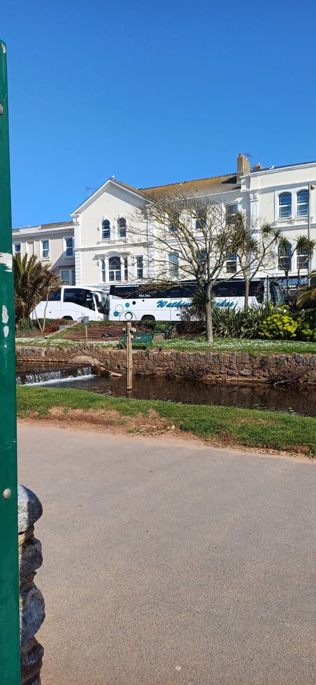 Coaches parking in Dawlish town centre. Photo Robert Allum