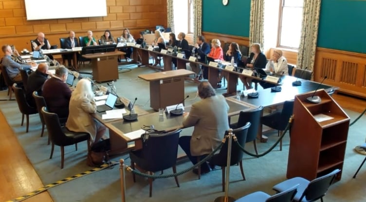 The first meeting of Devon County Council's new cabinet. Photo Devon County Council